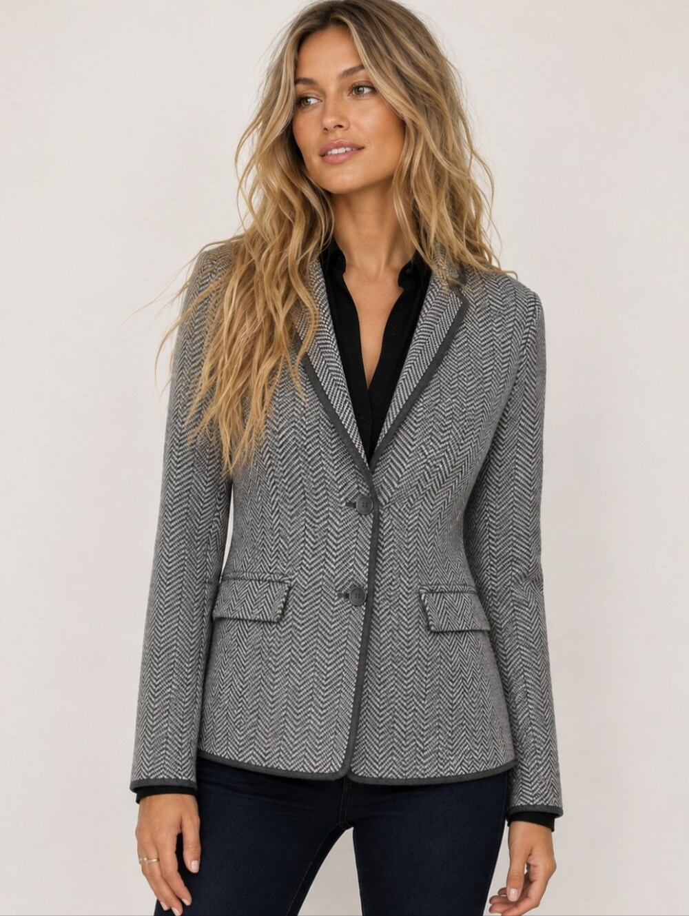 Talbots Herringbone Merino Wool Sweater Jacket Size Medium - Picture 1 of 10